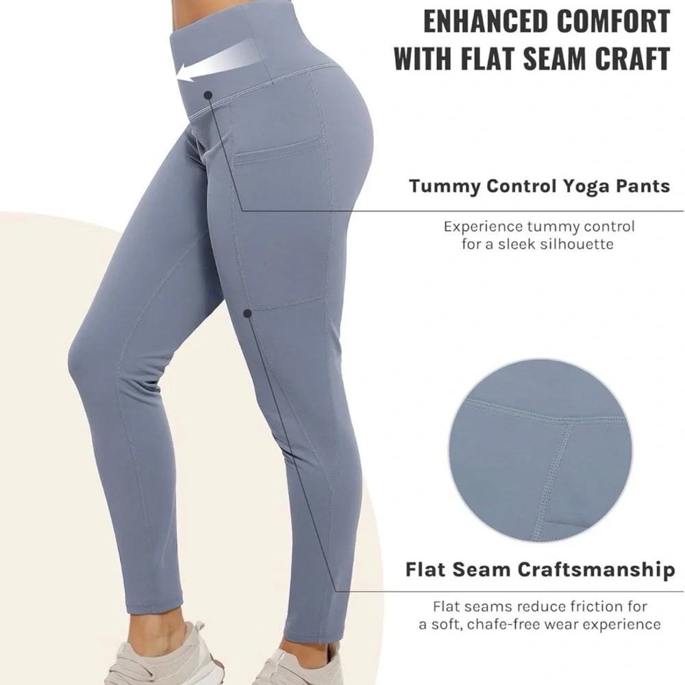 NWT Cosmolle Women's Leggings Medium Grey Soft Loose Leggings Workout Lounge NEW - Picture 6 of 7